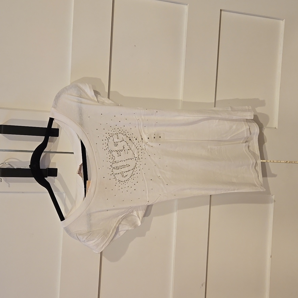 Guess White Womens Medium Tee with Sparkle Logo